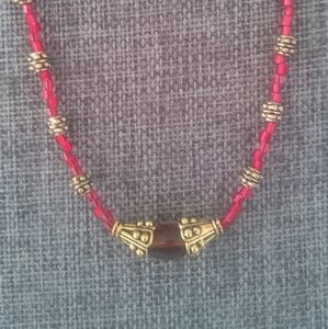 Red / Gold Beaded Necklace
